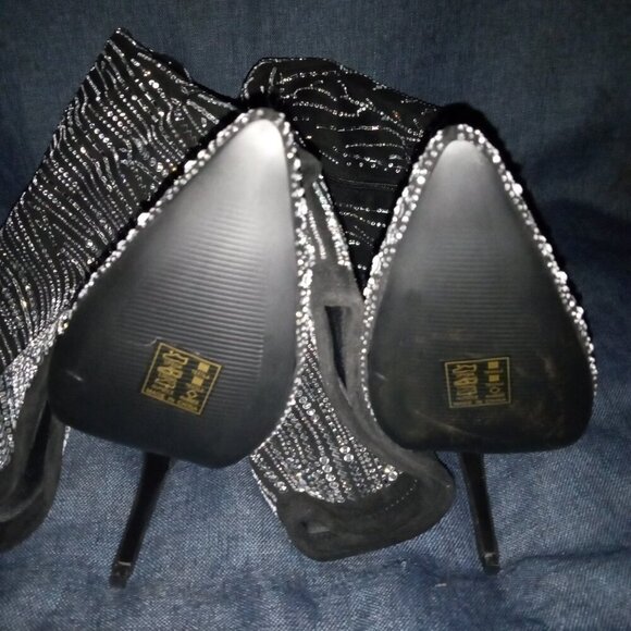 AZALEA WANG " GLAZED GLAMOUR " RHINESTONE SPARKLE STILETTO BLACK BOOT(BRAND NEW! - Picture 6 of 6